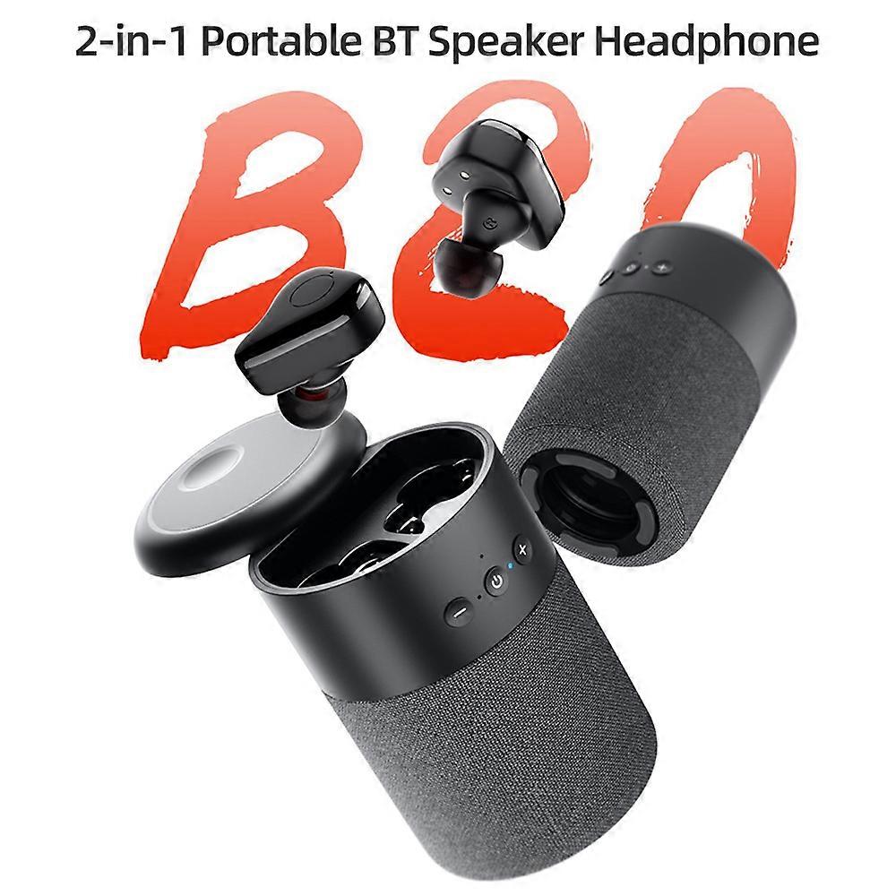 2-in-1 Portable BT Speaker Headphone BT5.1 Chip Slide Cover Design Sensitive Touch Operation Long Endurance Time Black
