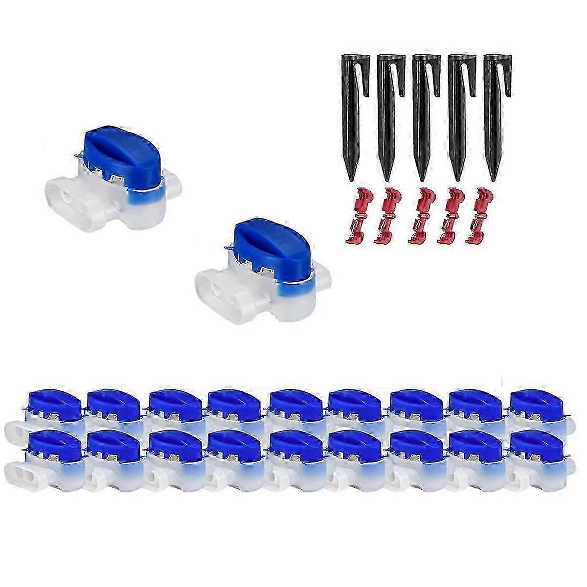 Lawn Robot Cable Set with 20 Connectors, 5 Ground Nails, 5 T-Branch Connectors for Robotic Lawn Mower