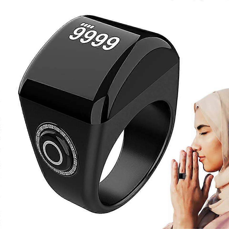 Digital Prayer Counter Ring - Lightweight Smart Tasbih, 22mm Black, Electronic Tally Counter for Prayer and Meditation