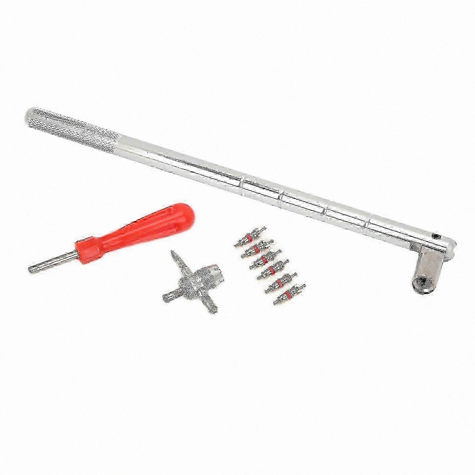 4-in-1 Valve Stem Tool with Plastic Handle and Corrosion-Resistant Coating for Automotive Use