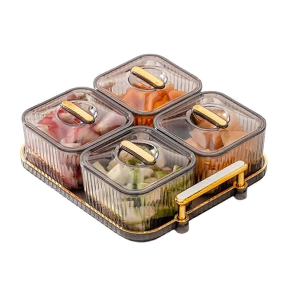 Multifunctional Party Snack Tray for Fruits,Nuts,Compartment Party Platter,Divided Serving Bowl with Lid for Crackers A