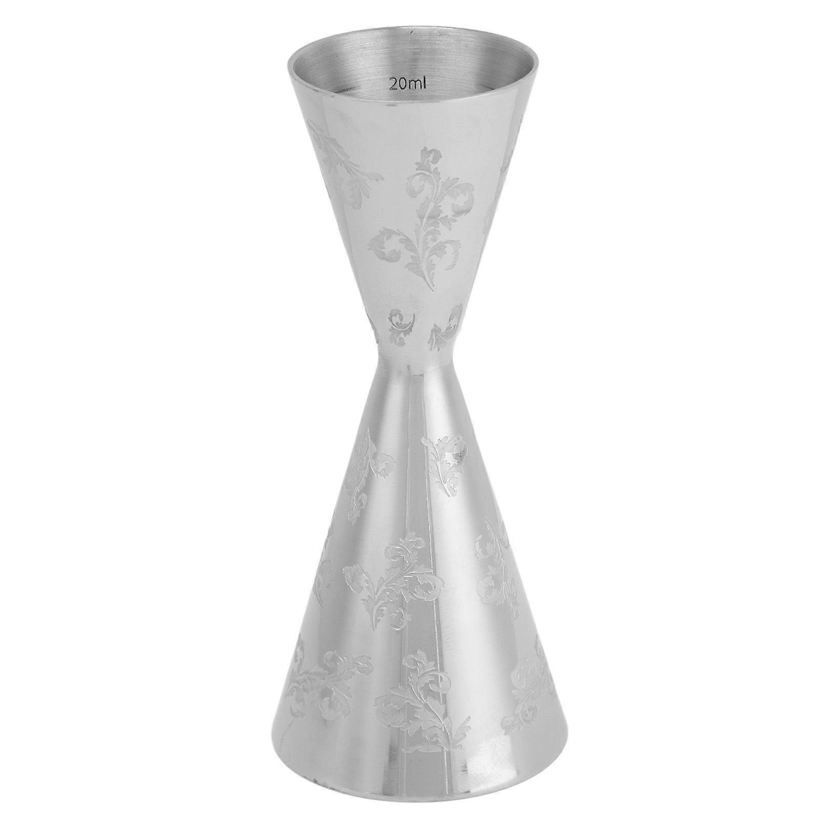 Jigger Stainless Steel Leaves Stripe Double Head Cocktail Bartending Jigger Cup for Bar 30ml 60ml