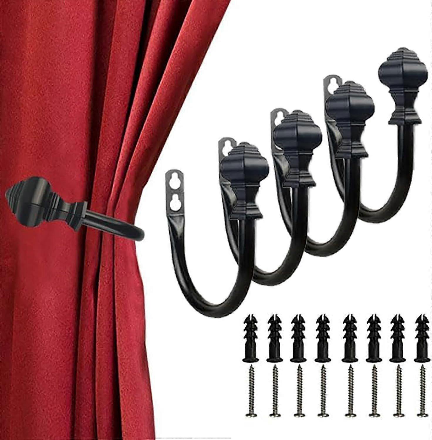 4個のカーテンホールドバック-灯台付き壁掛けドレープタイバック