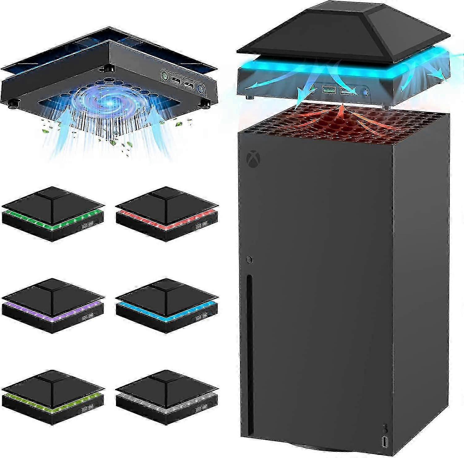 Cooling Fan Compatible For Xbox Series X With Rgb Led Light, Top Cooler Fan System 3 Gears Adjustable Fan Speed-Good