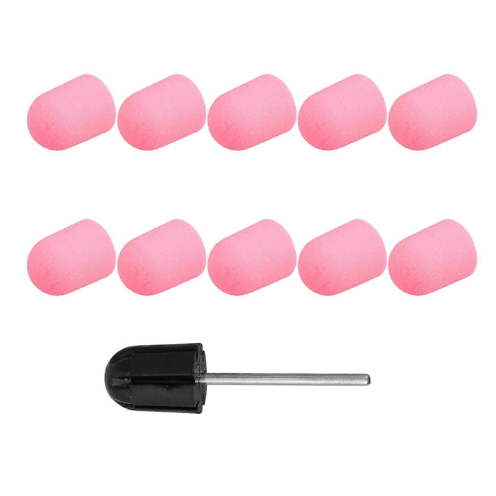 Manicure Tool Nail Polishing Sand Caps Set 10Pcs for DIY Use Pink