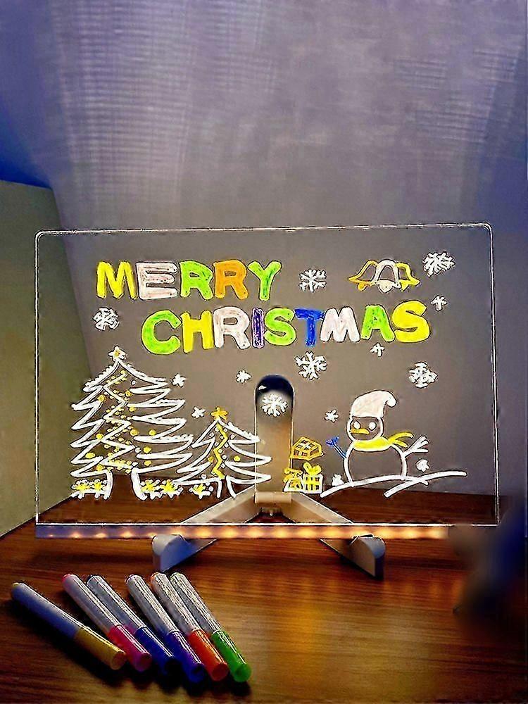 LED Note Board with Acrylic Dry-Erase Surface and Colour Pens for Home and Office