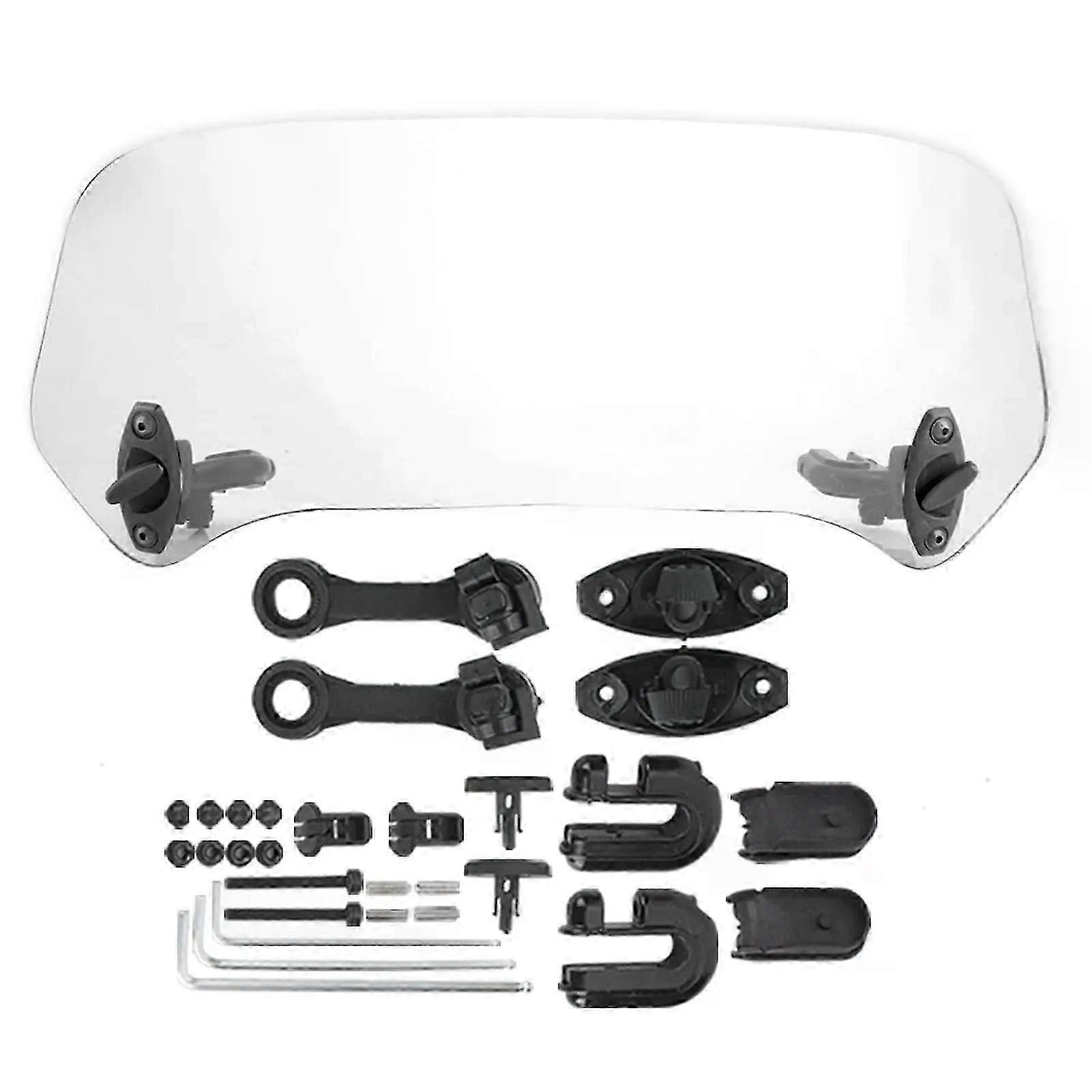 Universal Motorcycle Windshield Extension Adjustable Spoiler Clamp-On Windscreen Deflector With Extension Arms And Double Hinges