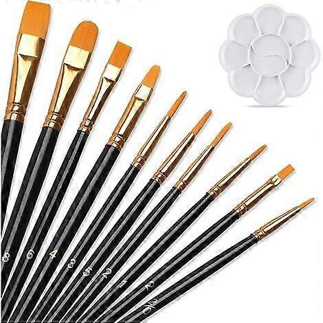 Funvce 10 Pcs Acrylic Paint Brushes Set with Palette, Nylon Hair for Body