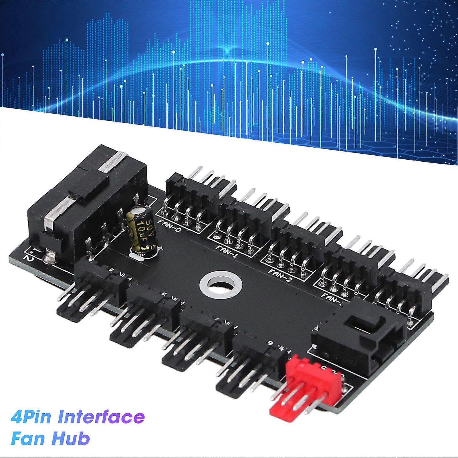 Chassis Fan Hub 4Pin 10-Way Splitter PWM Speed Controller 12V