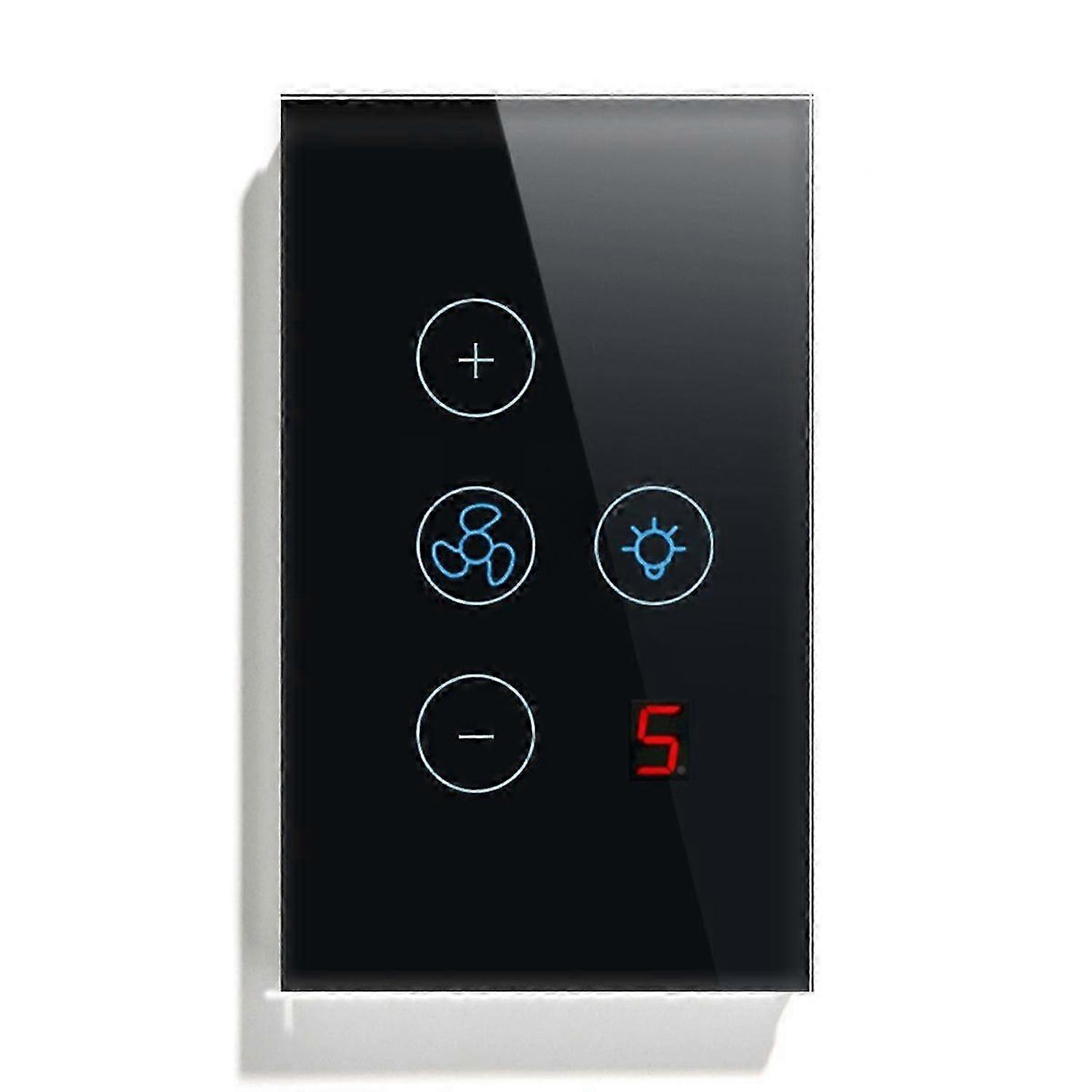 Tuya Zigbee Smart Fan Light Switch US Network Connection APP Control Alexa/ Assistant Voice Control Black