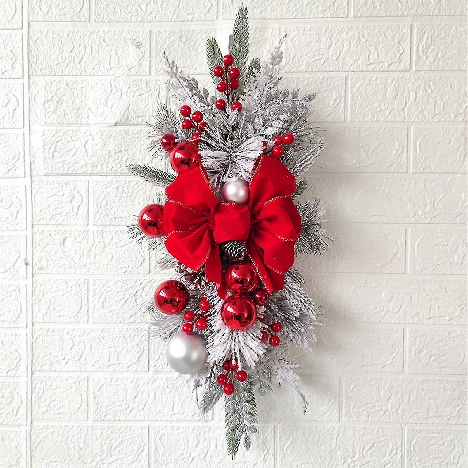 Christmas Garland for Stairs Railing Floral Ball Staircase Decoration Stair Swags Suitable for Welcoming Entryway