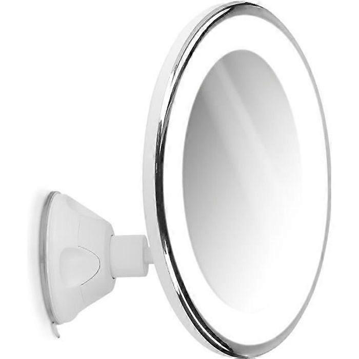 Navaris Magnifying Mirror LED Lighting - 10x Zoom 360 Rotation - Illuminated Wall Mirror with Suction Cup - Bathroom Makeup b