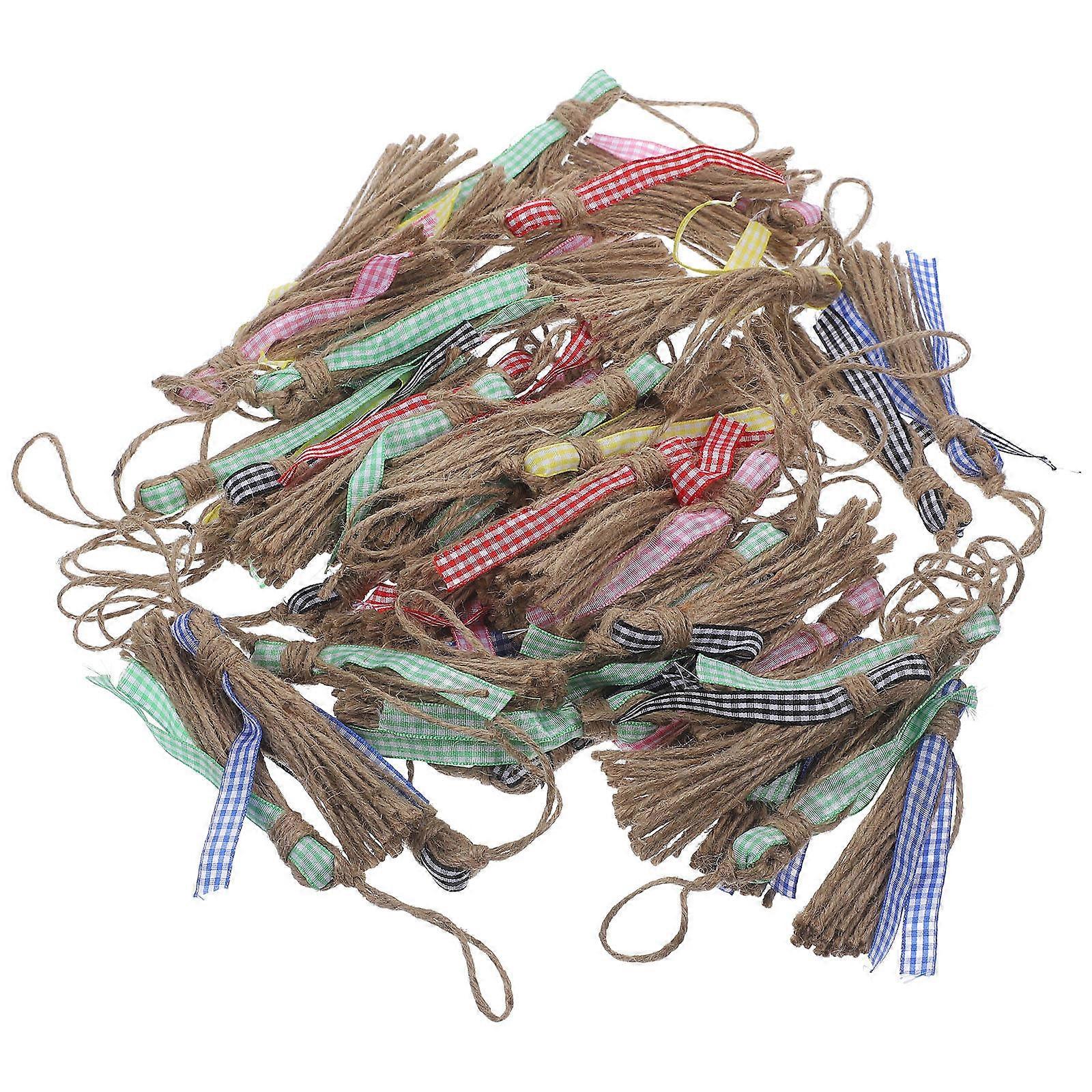 Assorted Color Hemp Rope Tassels for Crafts 50Pcs Decorative Accent