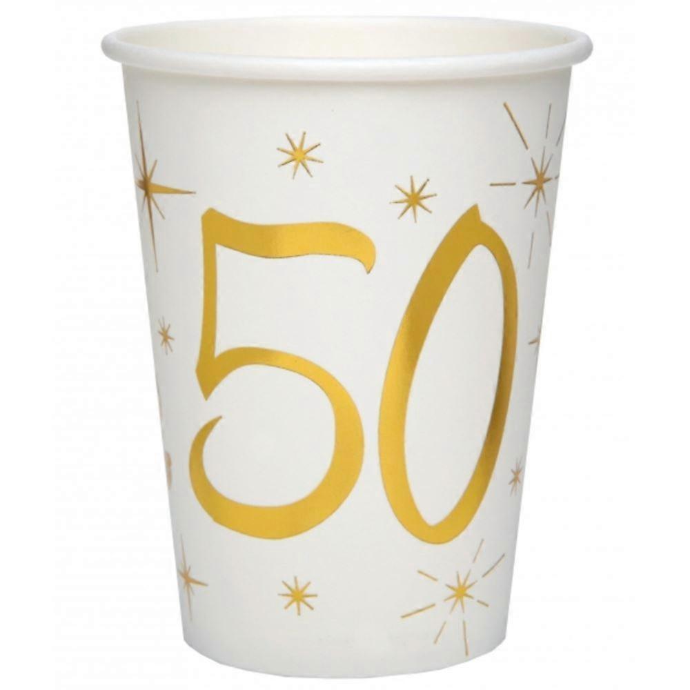 Alder 50 hvite og gull papirkopper
