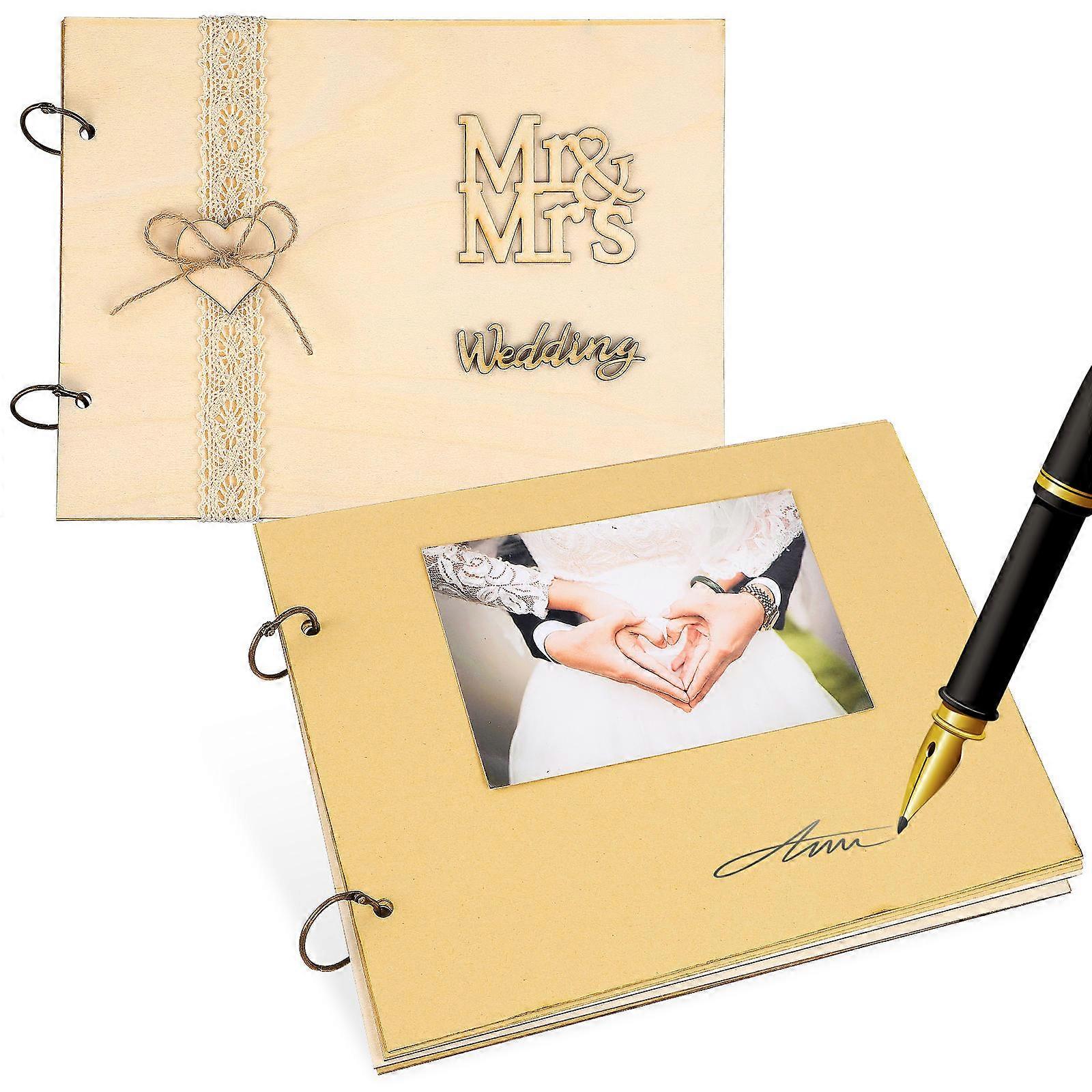 Guest Book Wedding Reception Wooden Cover for Wedding Use 2Pcs Memory Registry