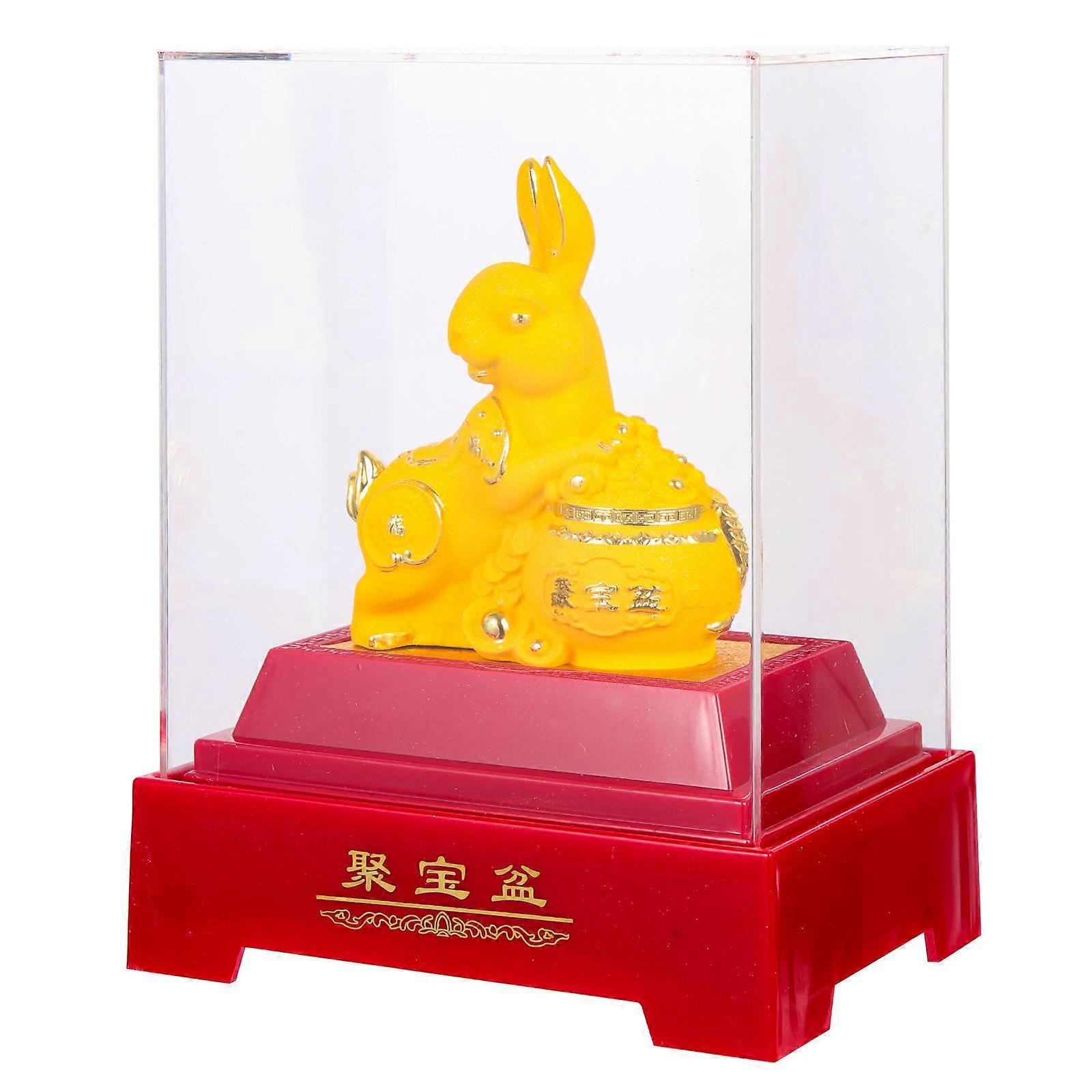 Rabbit Ornament New Year Decoration Indoor Outdoor Layout Multi Color Resin Plastic Material Gift 1Set