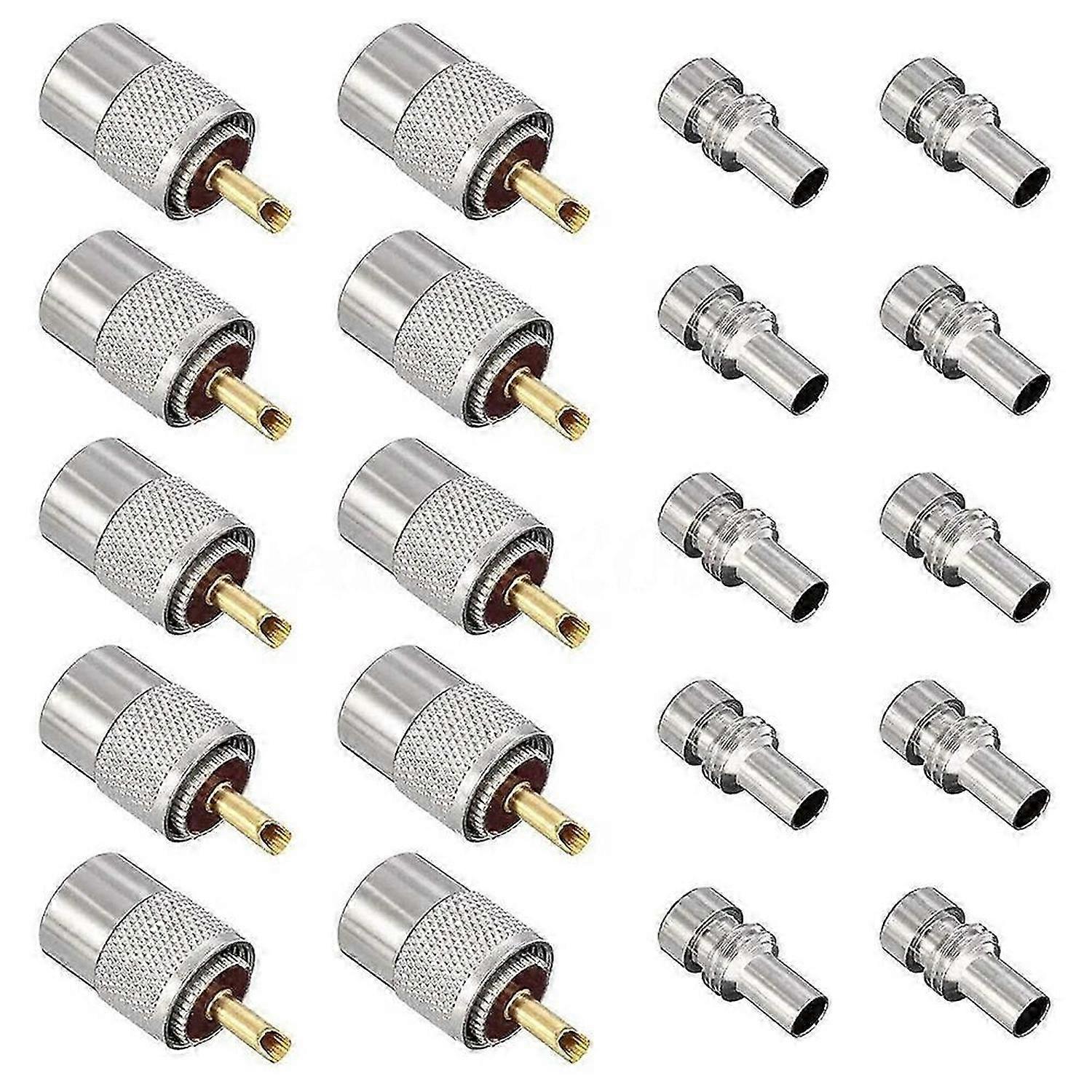 10 Pack UHF/PL-259 Solder Connector Plug with Reducer for RG8X, RG8