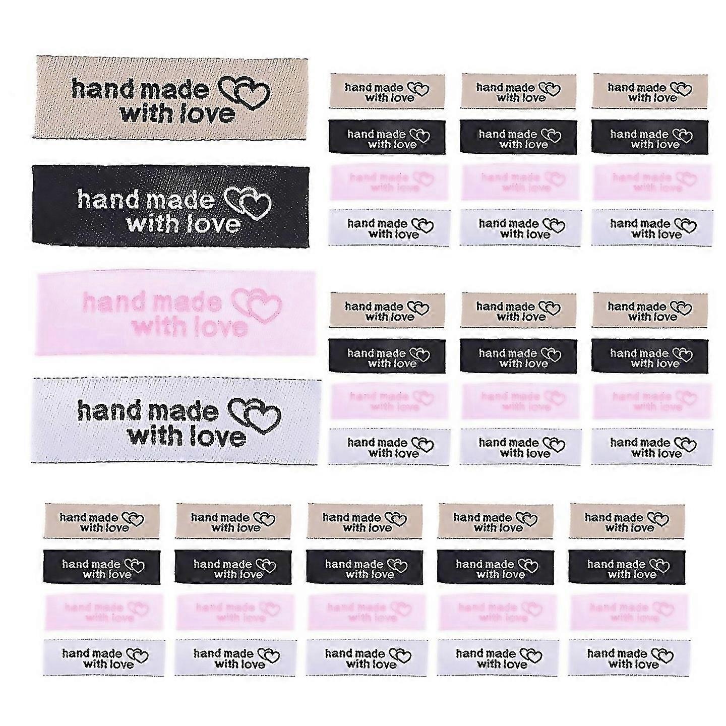 For 120 Pieces Sewing Labels Sew On Clothing Labels Handmade Interlocking Heart Pattern