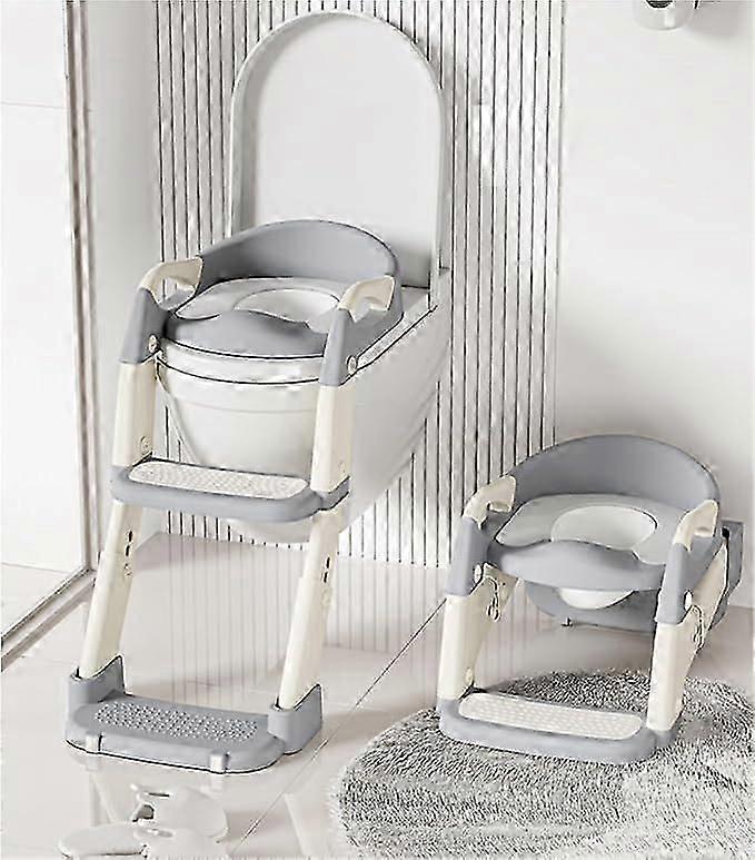 Kids Potty Training Seat with Steps, 2 in 1 Toddler Toilet Ladder Seat for Boys and Girls, Soft Mat, Non-Slip Splash Guard, Toilet Seat with Step Stoo