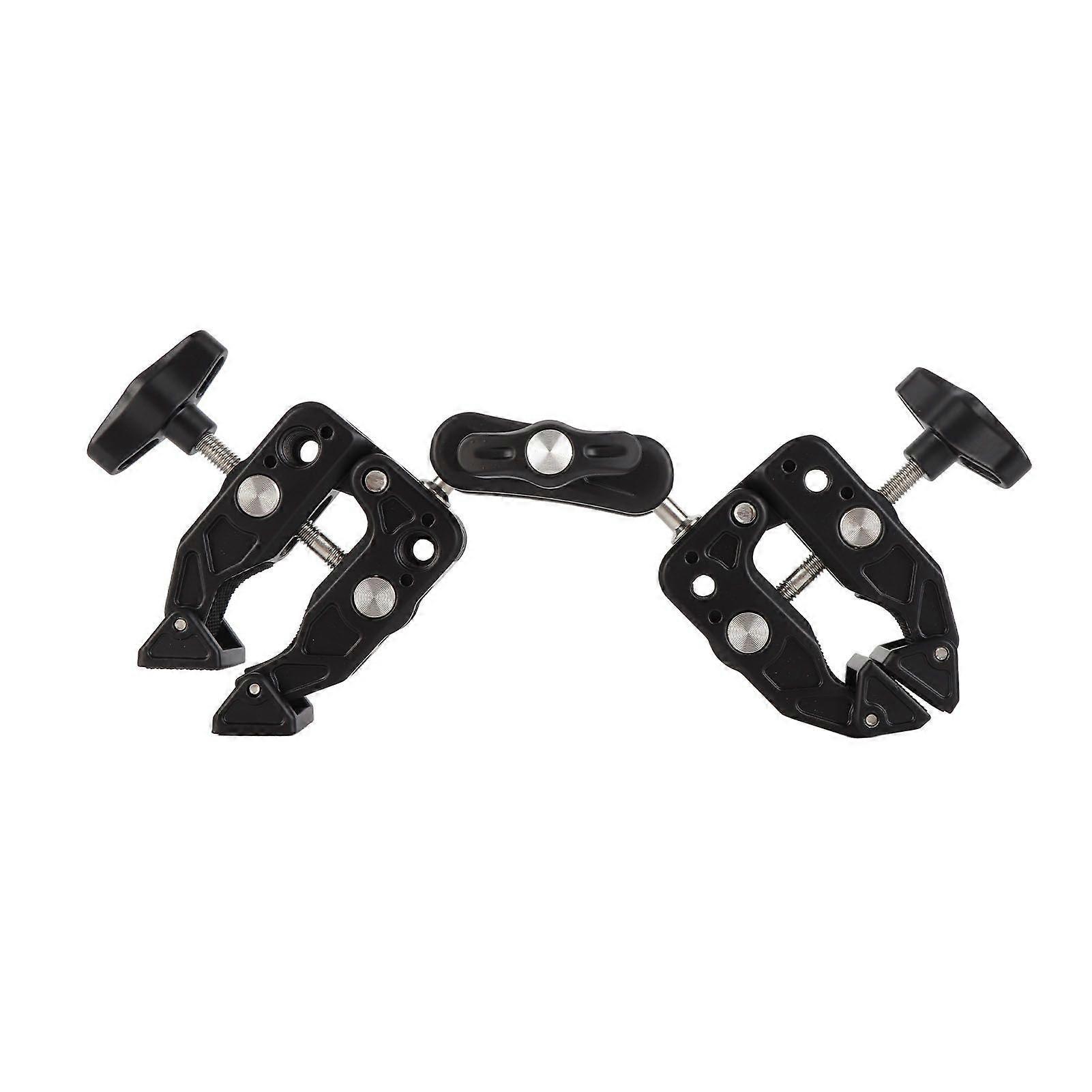 Double Camera Clamp 360 Degree Dual Clamp Camera Mount Crab Plier Clip with 1/4 3/8 Inch Interface Cold Shoe for Photography