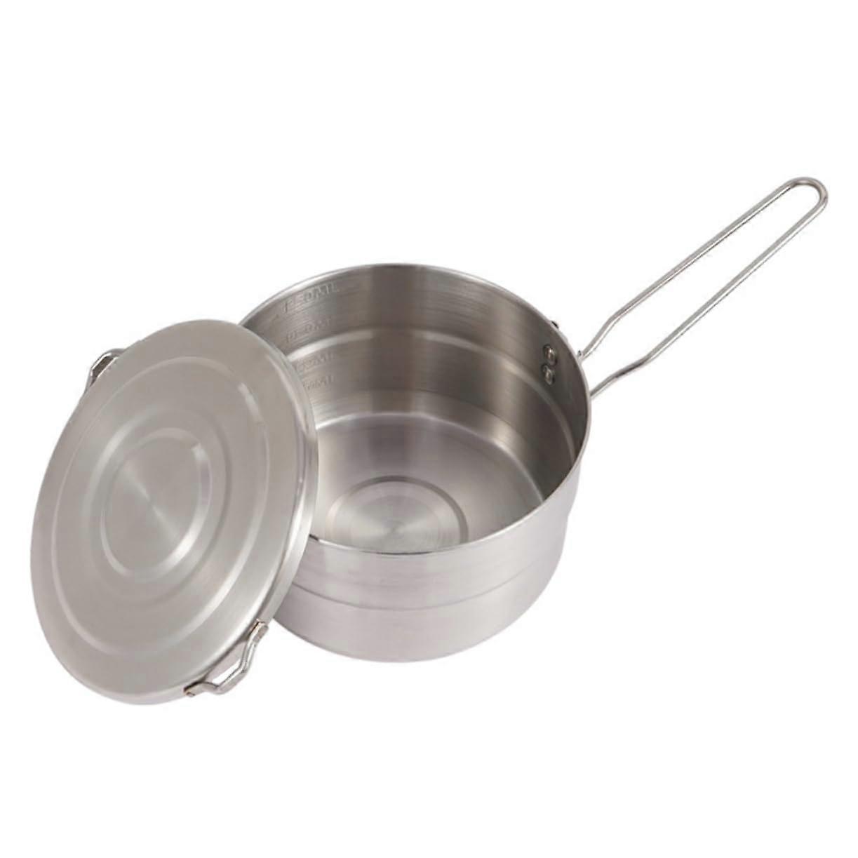 Outdoor Pot Portable Folding Camping Pot Stainless Steel Cookware Measurement Marks NonStick Surface Comfortable Grip