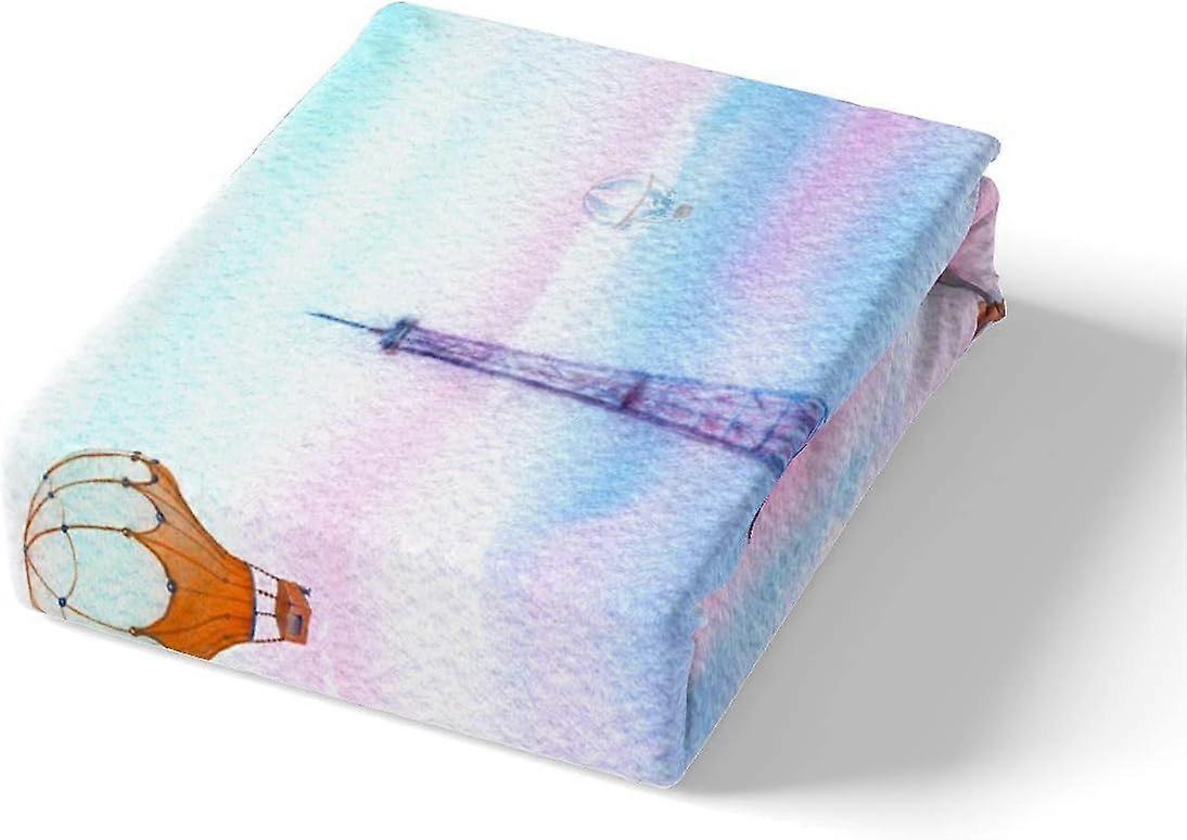 Eiffel Tower Bedding Set - Pink Cherry Blossom Paris Theme Comforter, Twin Size, 68x90 Inches, Decorative Duvet Insert With Pillowcase - View #9