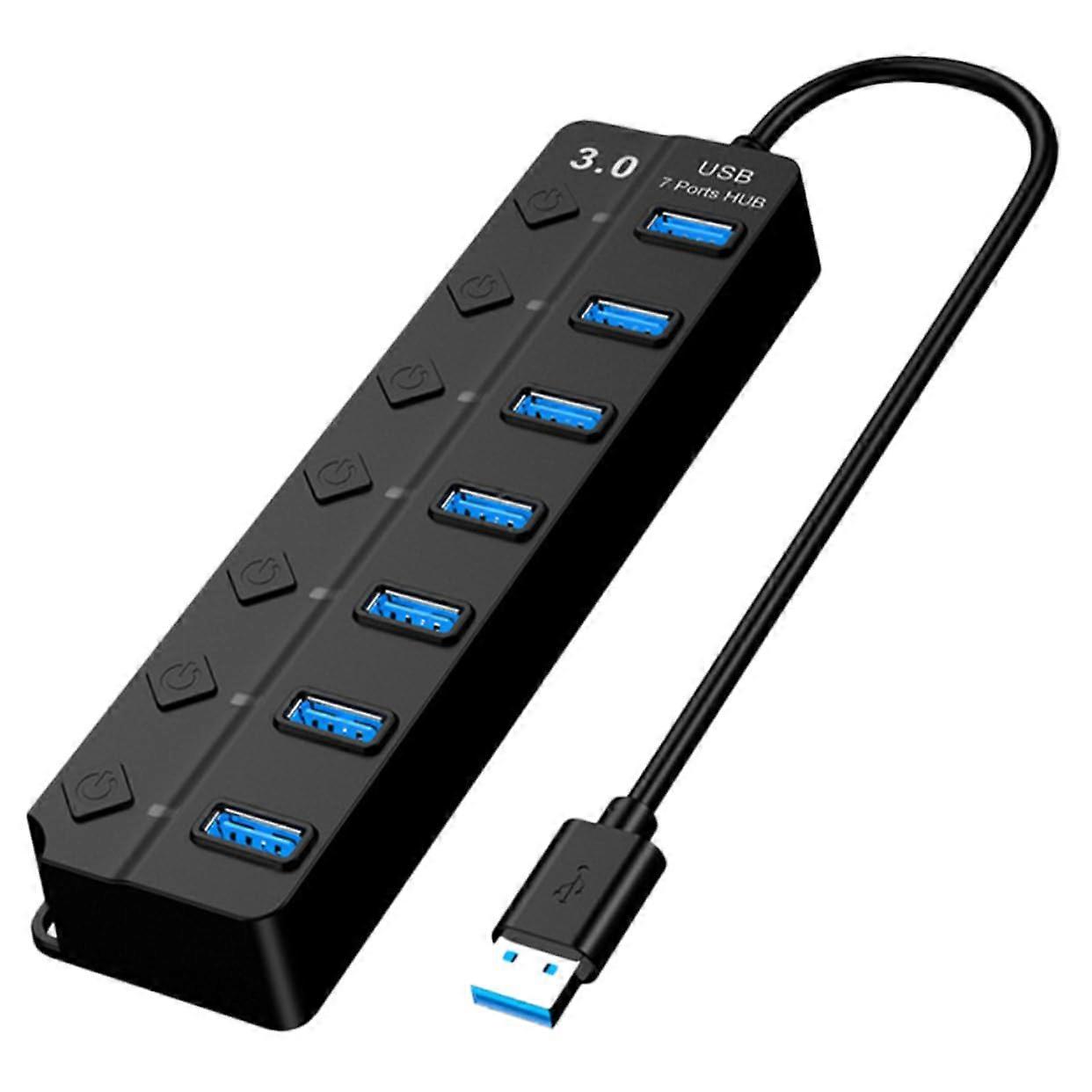 USB 3.0 Hub For Laptop PC And Printer 7Port USB Splitter Compact Design