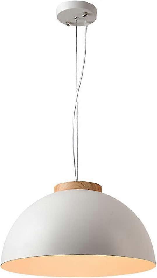 Living Room Light Fixture White Metal LED Minimalist SemiCircular Pendant, E27 Base, 1 Light, 15.7Inch Ceiling Lamp