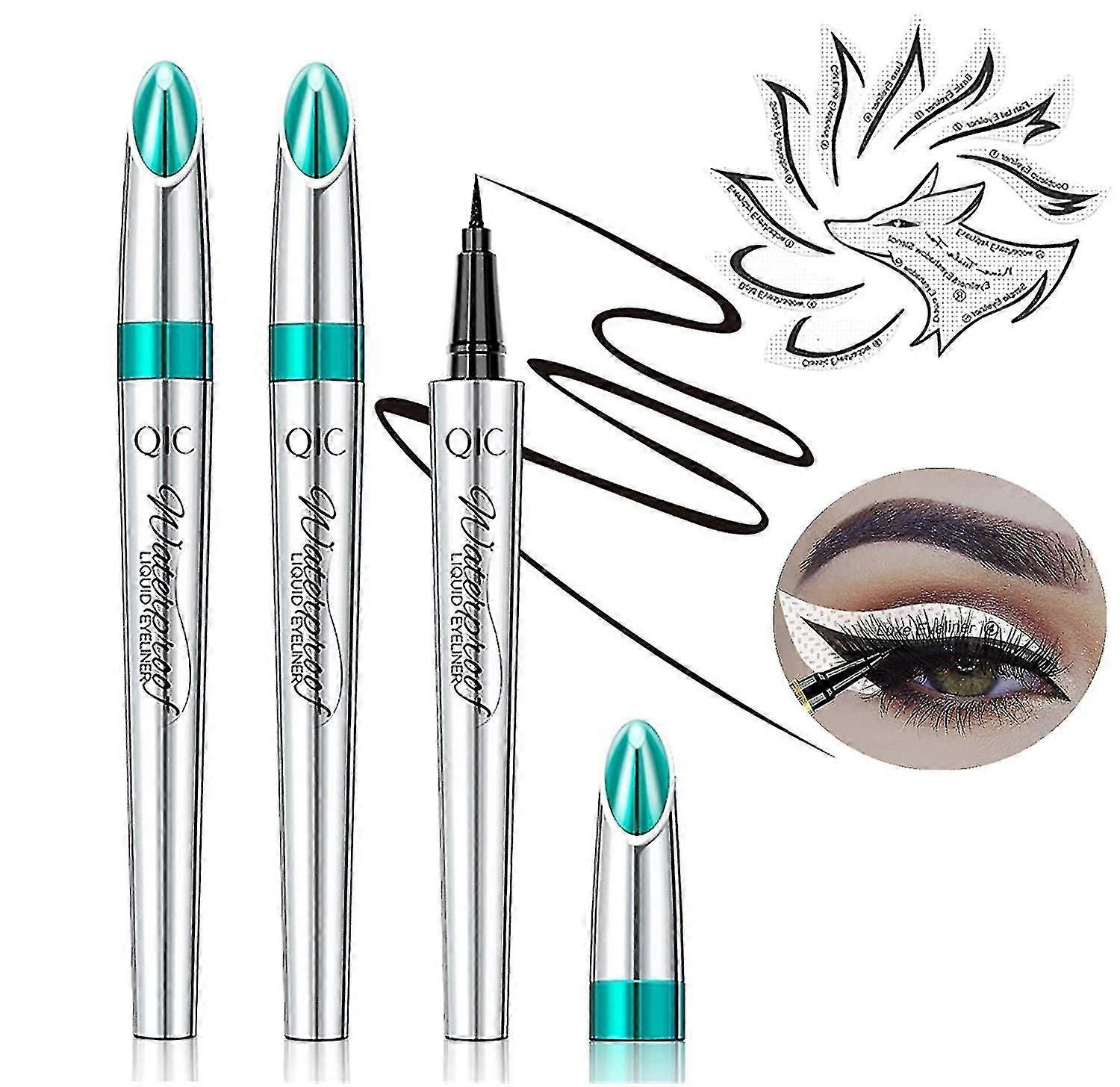 2 Waterproof Liquid Eyeliners, Long Lasting Ultra Fine Felt Tip Eyeliner With 2 Eyeliners