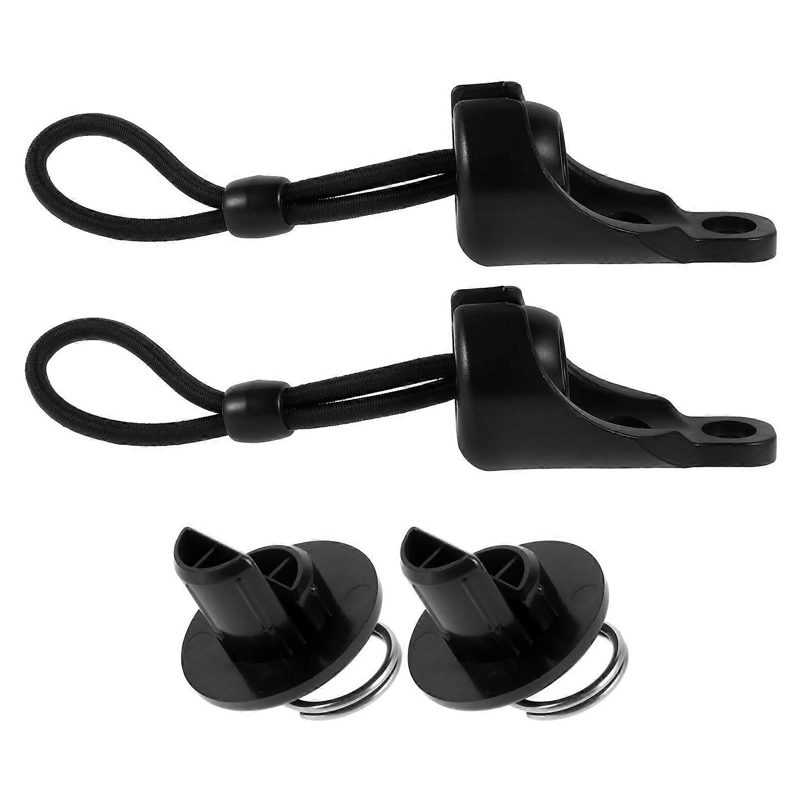 Non Drill Curtain Rod Holders Bungee Cord End Cap For Curtains Homeowners Windproof Black 3.9X0.9X0.8In 6Set