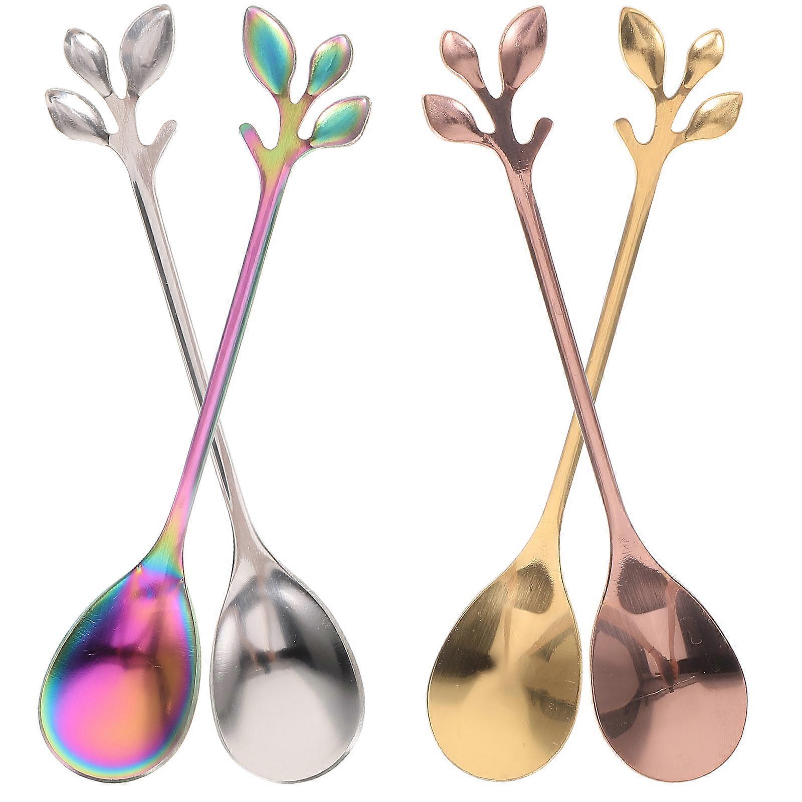 Mixing Spoons Stainless Steel for Coffee and Dessert 16Pcs Assorted Colors
