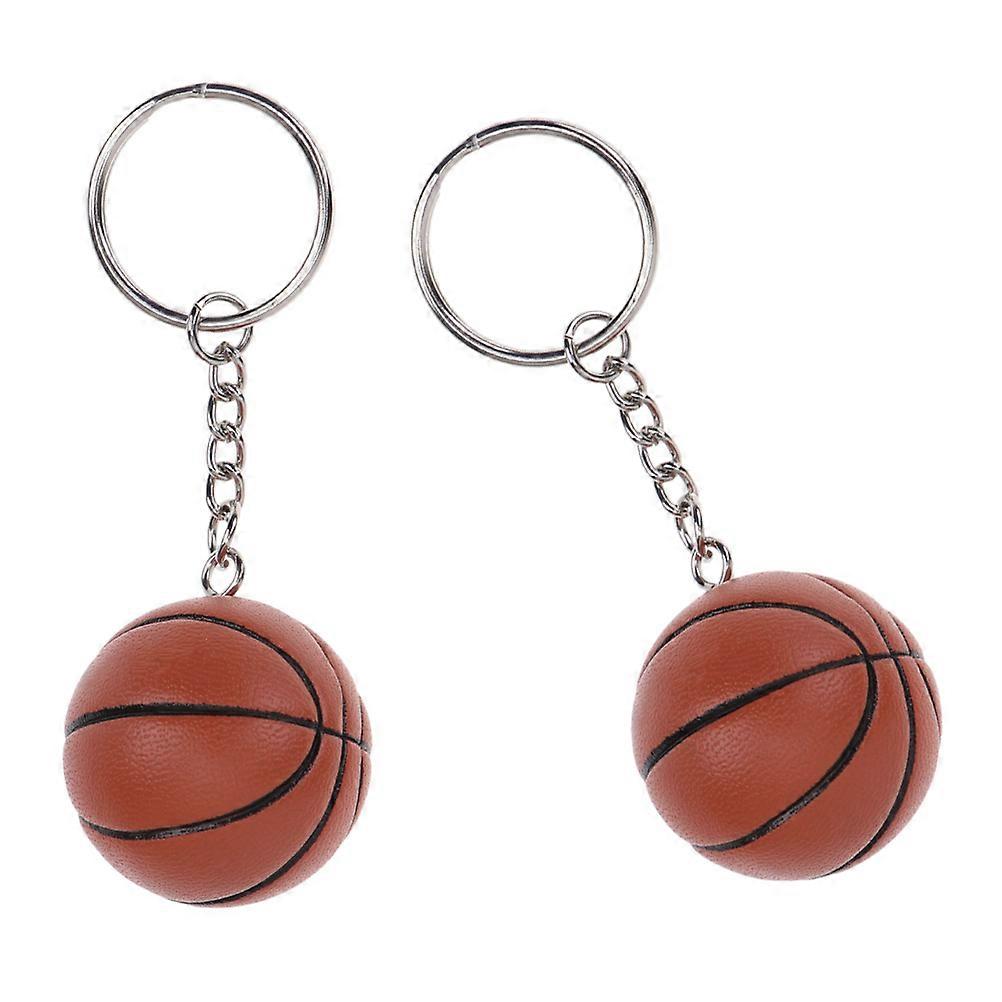 Mini Basketball Keychain Orange Pendant for Hanging 2Pcs Decoration