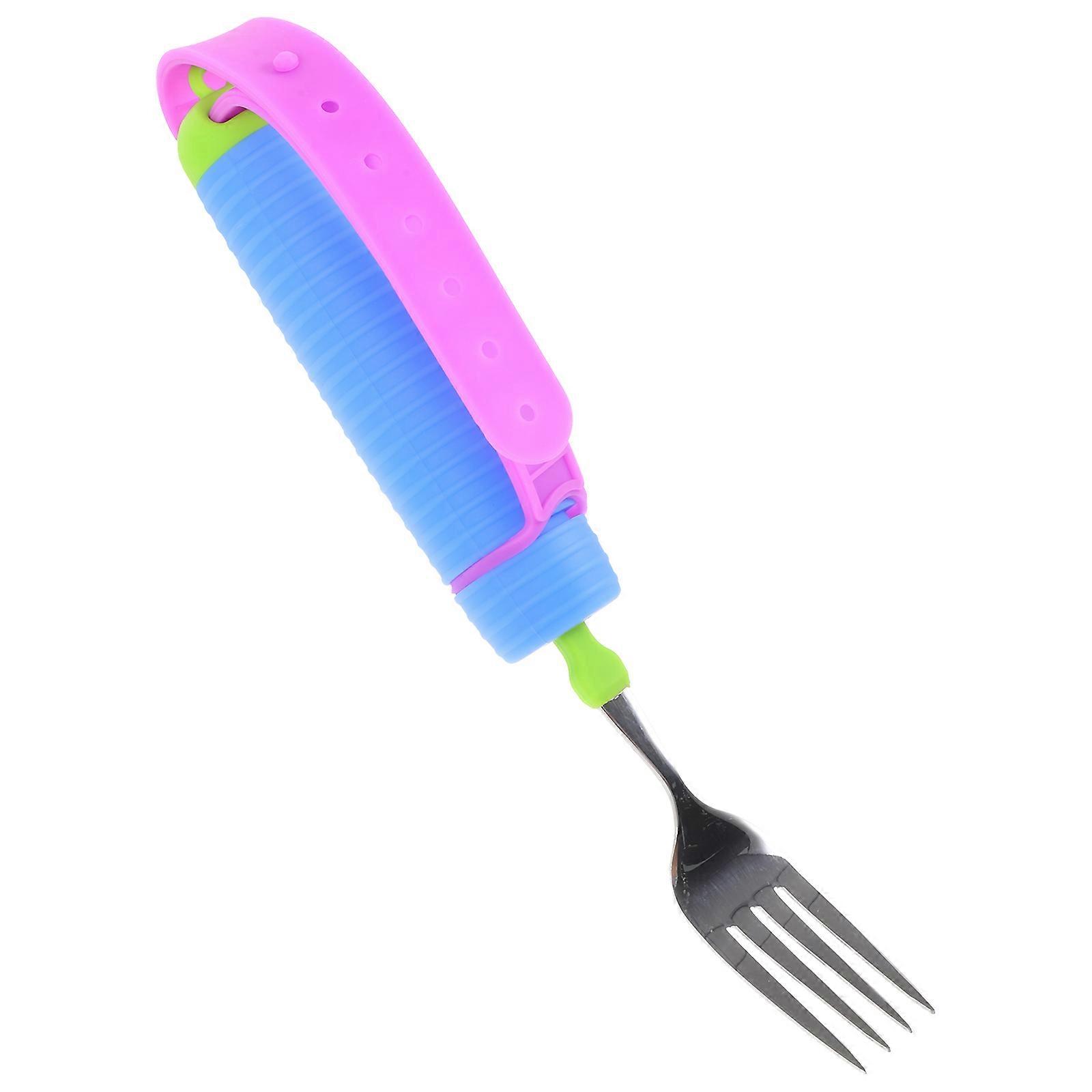 Anti-Skid Portable Fork Adaptive Fork for Disabled Elderly 3Pcs Rehabilitation Utensils