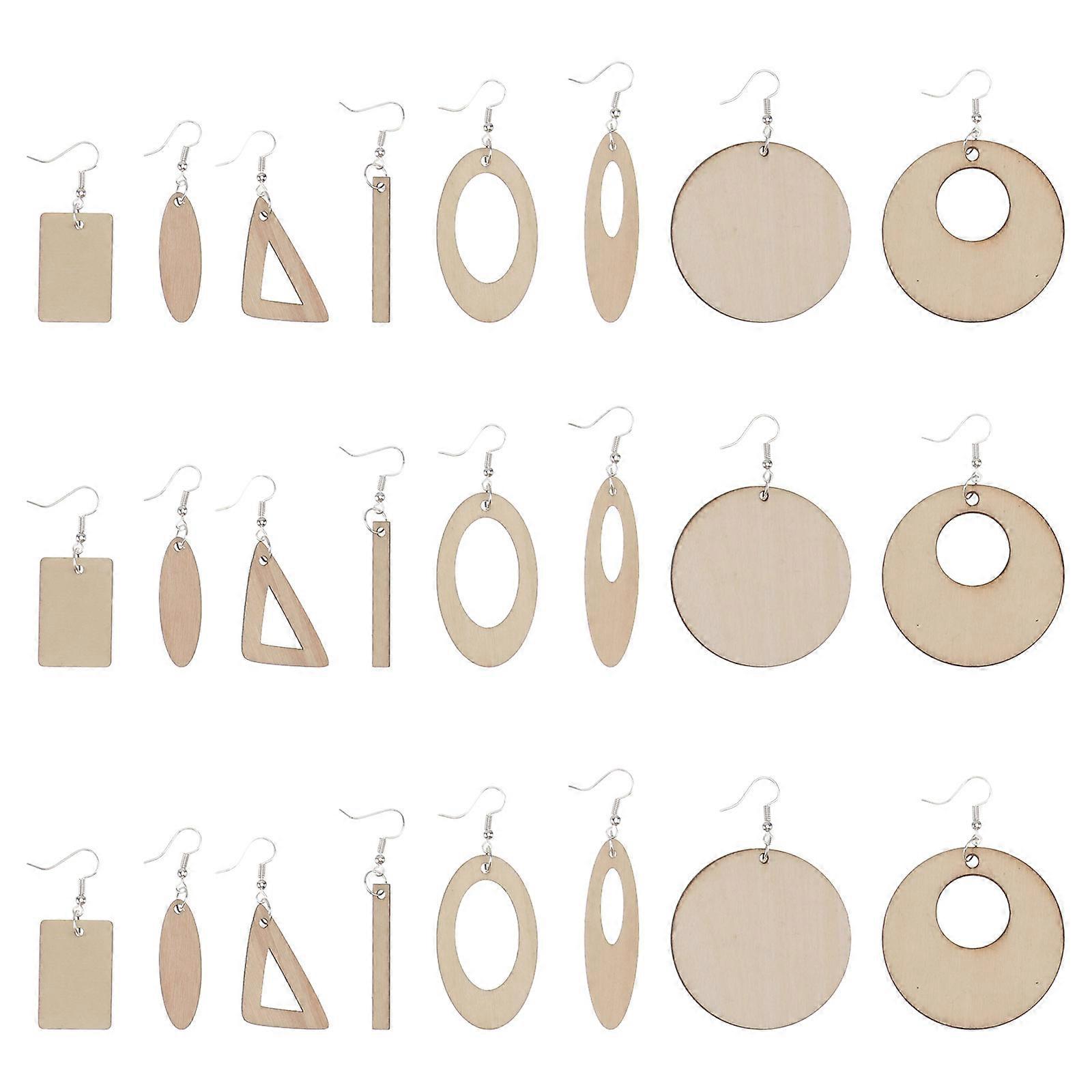 Blank Dangle Earrings for Creative Crafting with 2Sets Wood Accessories