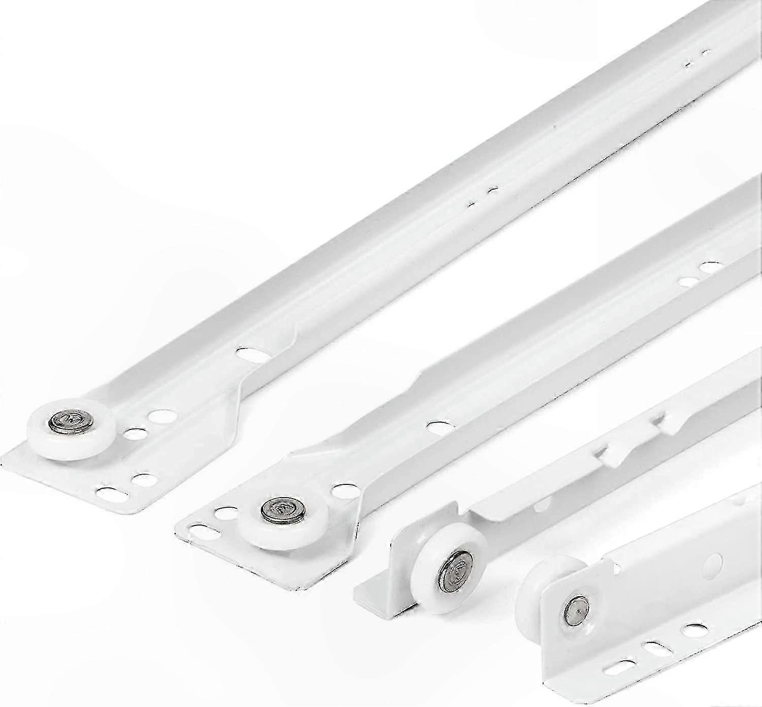 White Drawer Rails Kit, 350mm Partial Extension Slides, 4-Pack for Smooth Sliding Storage Solutions