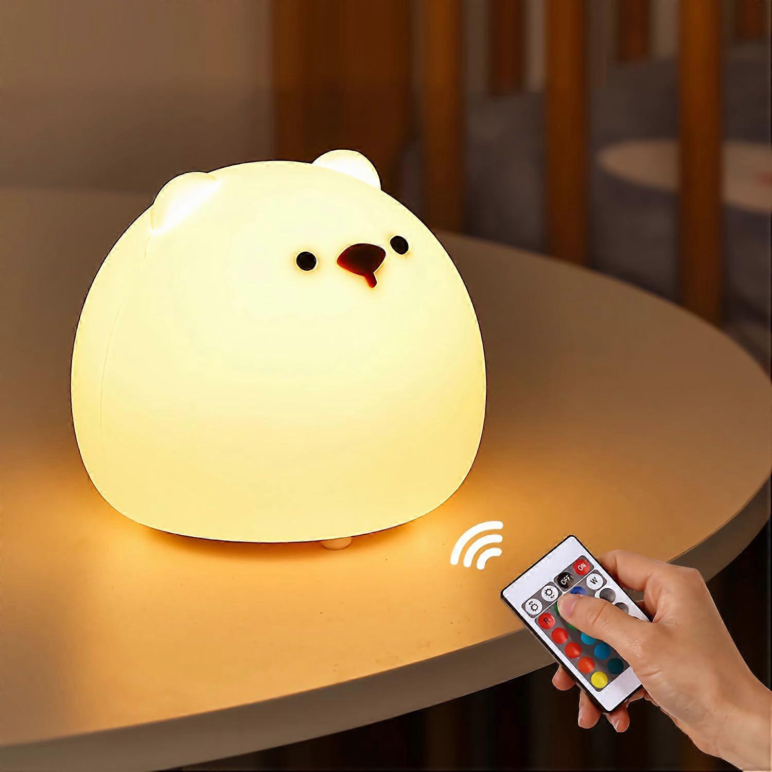 Night Light For Kids Bear Silicone Touch Dimmable Bedside Lamp Rechargeable RGB ColorChanging Nursery Night Light