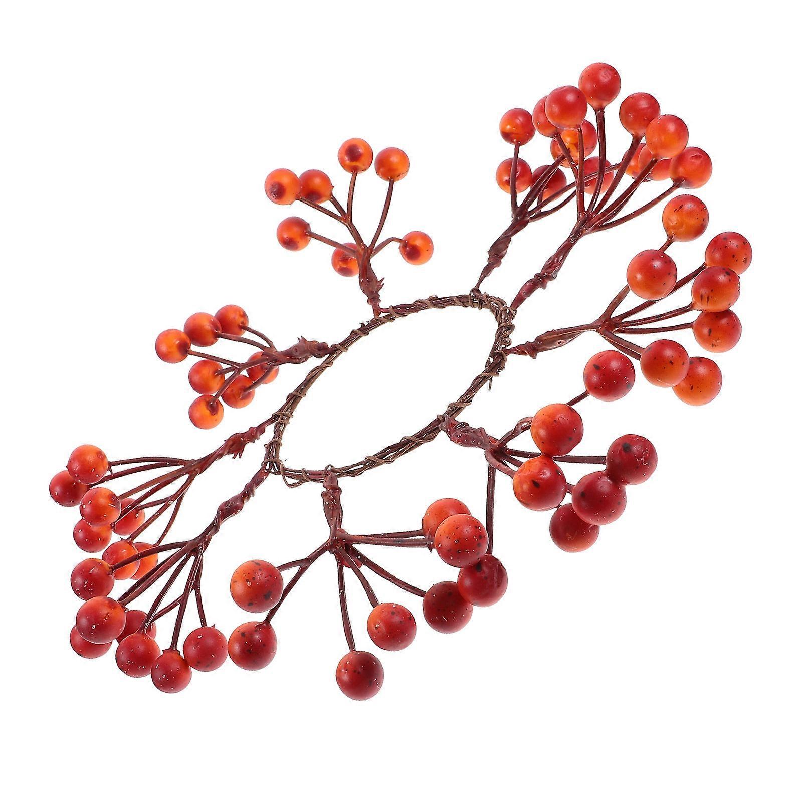 2Pcs Candle Wreath for Decor Orange Simulation Candle Ring with Artificial Berries