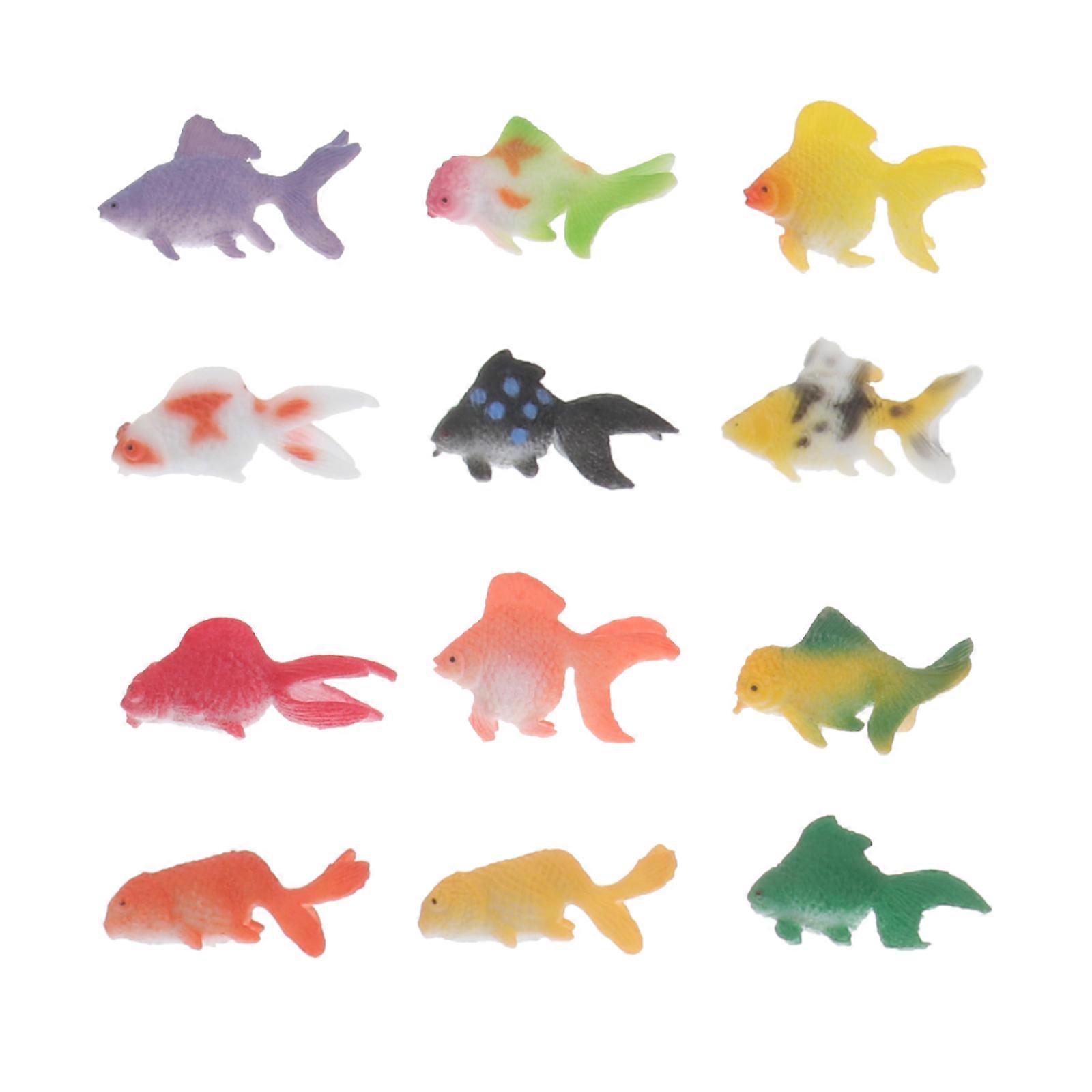 12Pcs Model Plastic Goldfish Toy Set for Decorations in Assorted Color