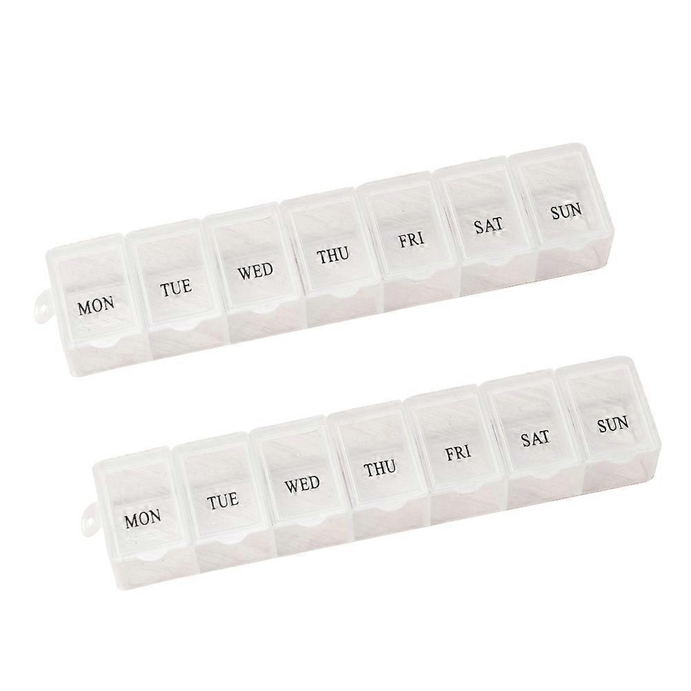 Weekly Pill Storage Organizer Holder for Storage Use 2Pcs White Case