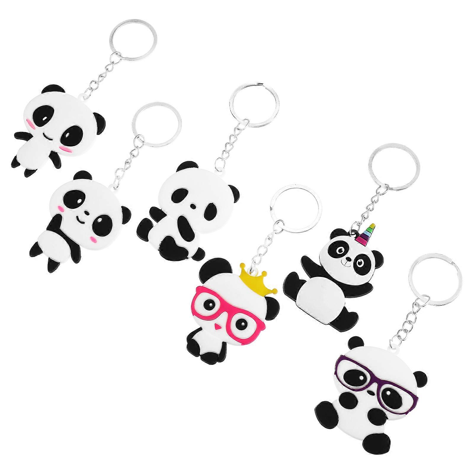 Panda Keychain Accessory Cartoon Key Chain Pendant for Kids 4Pcs Toyvian