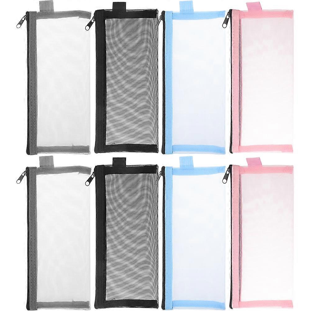 Stationery Pencil Bag 8Pcs Large Capacity Travel Organizer Assorted Color Anti-scratch Rectangular Design For Students Artists
