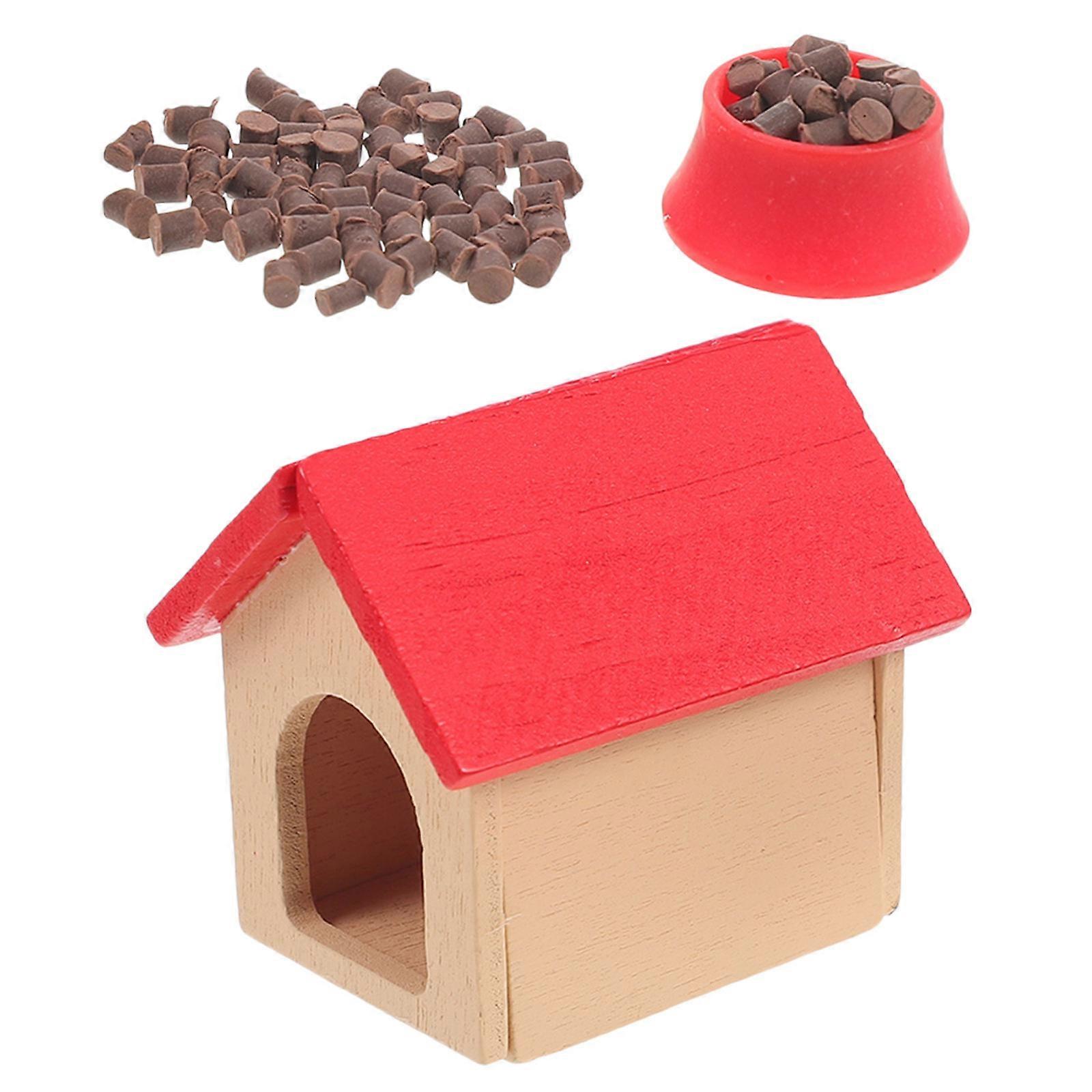 Miniature Dog Hut And Dog Bowl For DIY Projects With Details And Fine Workmanship 1 Set