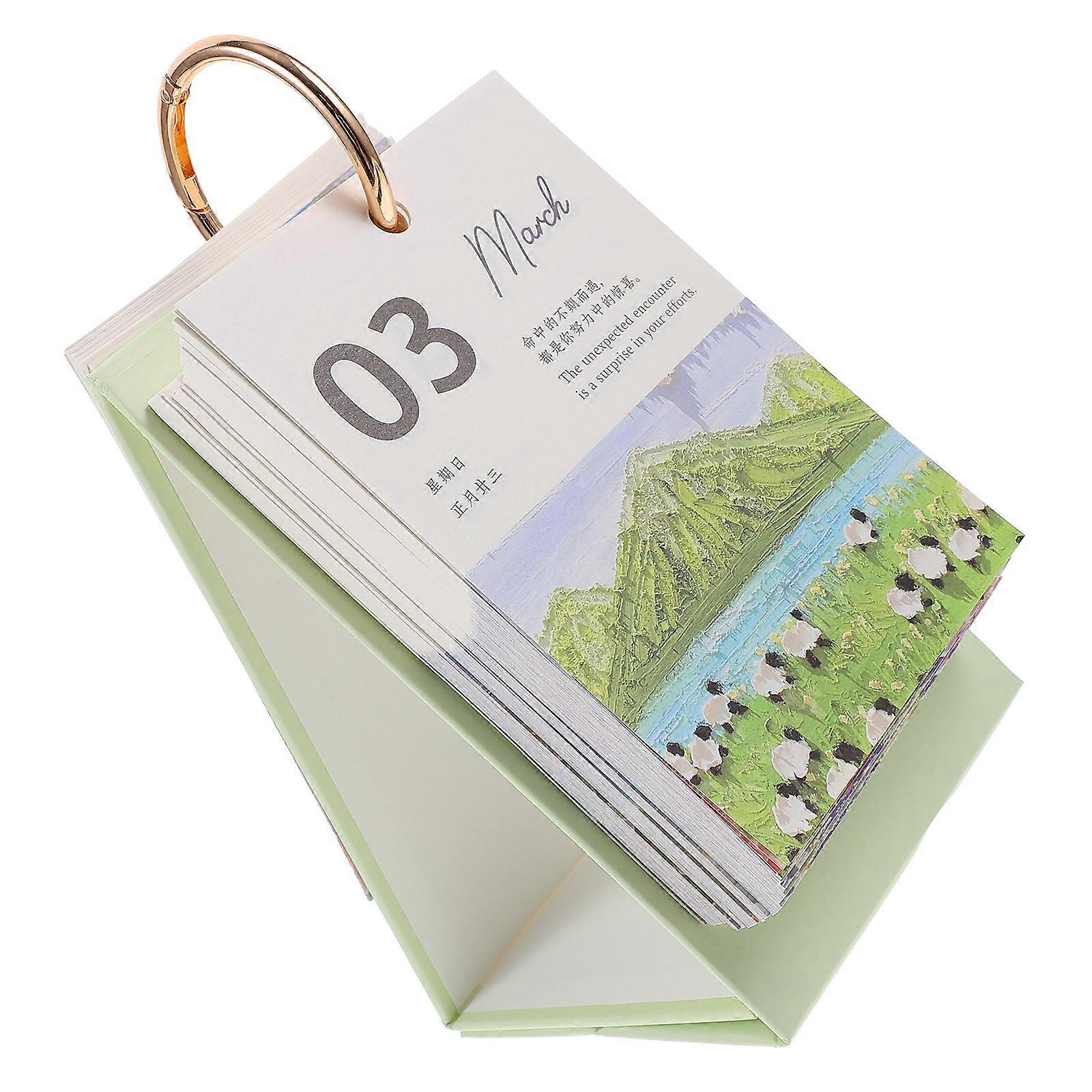 Household Desktop Calendar Desktop Calendar with Decorative 2Pcs