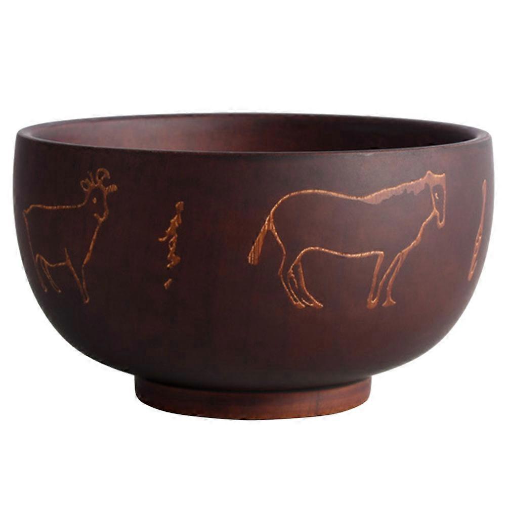 Natural Wood Bowl for Food Serving with Smooth Edges Dark Brown