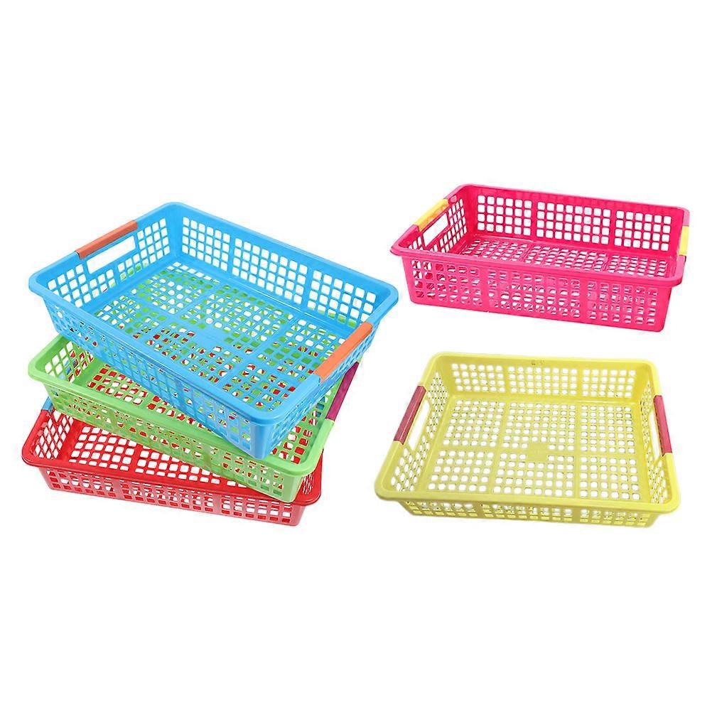 Multi-Purpose Plastic Storage Basket Organizer Tray For A4 Paper Files Fruits Snacks Toys In Assorted Color Made From PP Material For 5Pcs