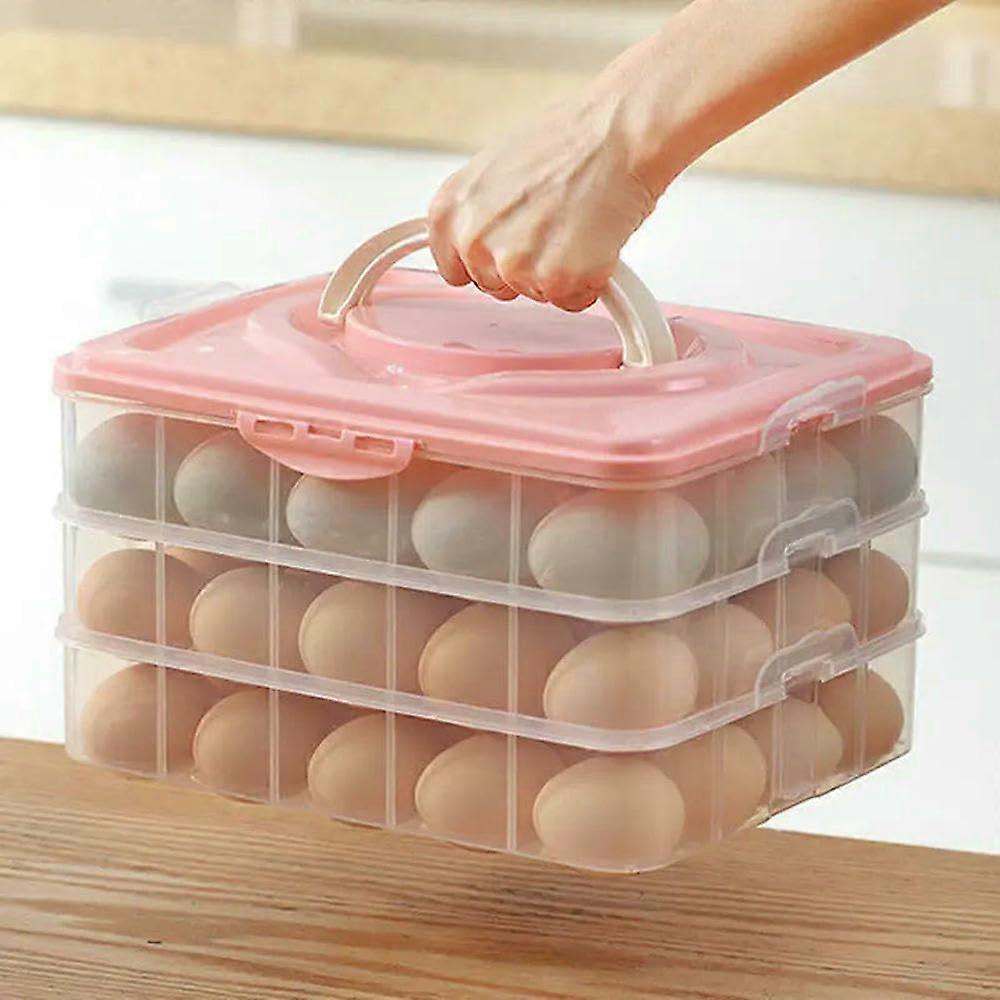 Egg Storage Box 2 Layer 40 Grid Pink 3 Story Kitchen Egg Carton Food Container Storage Box