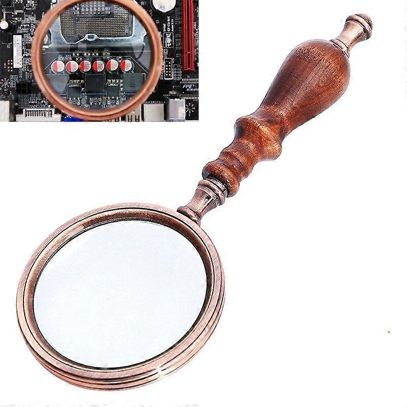 10X Metal Wooden Handle Retro Reading Magnifier