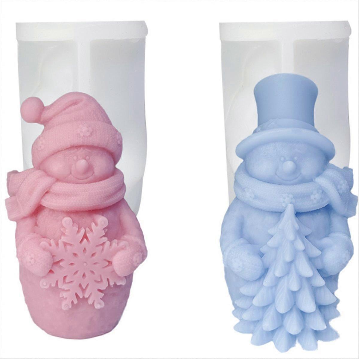 2PCS Santa Hugging Snowflake Silicone Mold