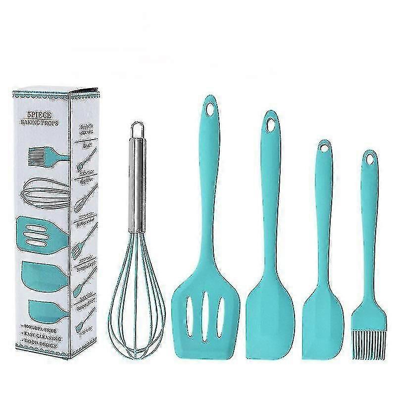 Silicone Kitchen Utensils Baking Tool Set Egg Beater Scraper Steak Frying Spatula Leaking Spatula Baking Five-piece Set