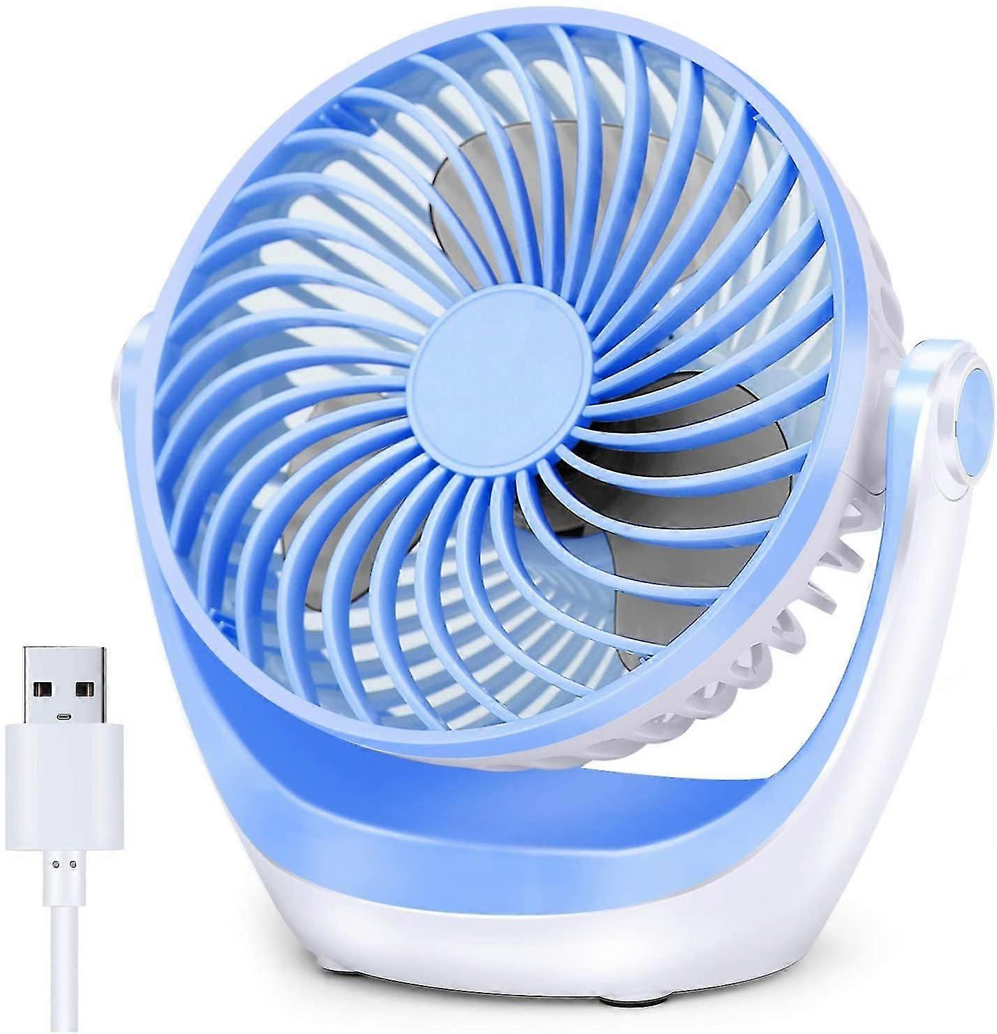 Desk Fan Small Table Fan With Strong Airflow Quiet Operation Portable Fan Speed Adjustable Head 360rotatable Mini Personal Fan For Home Office Bedroom